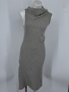 See By Chloe Sleeveless Cowl Neck Knit Dress in Taupe Gray